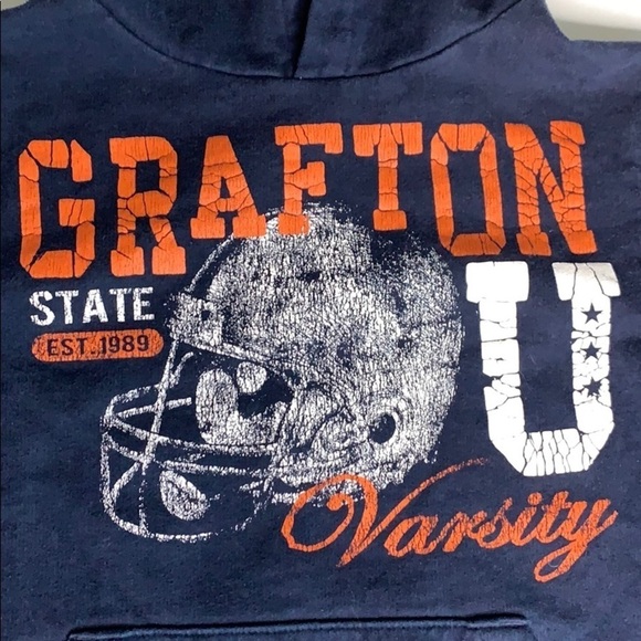 Children’s Place Grafton State U Hooded Sweatshirt medium boys navy - Picture 2 of 7